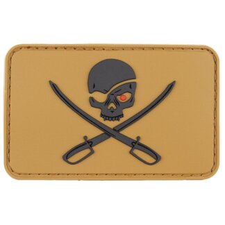 MFH 3D Klettabzeichen - Skull with swords - Farbe: coyote tan