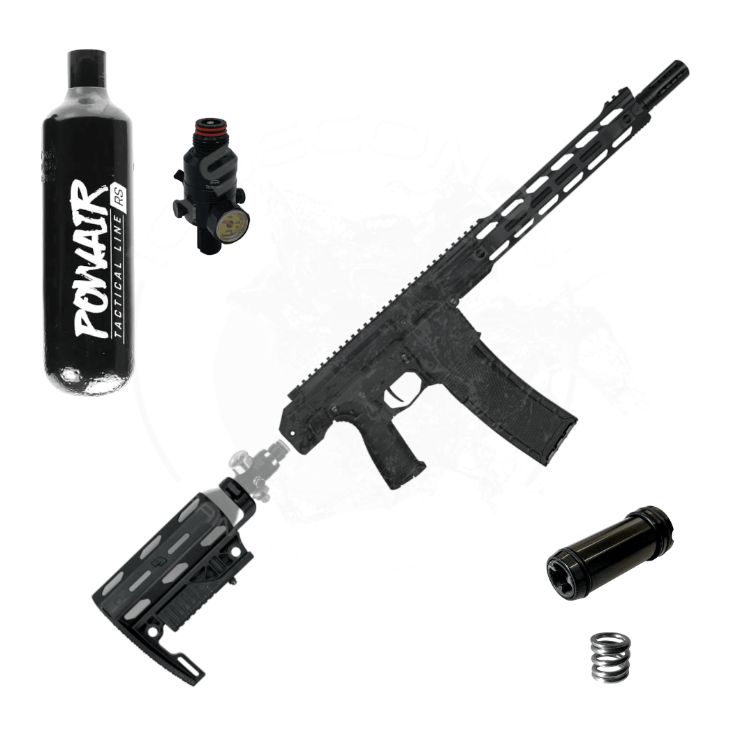 Set: Planet Eclipse EMF200 | Schulterstütze | Export Kit | 300 bar Stahlflasche inkl. Reg - Farbe: schwarz